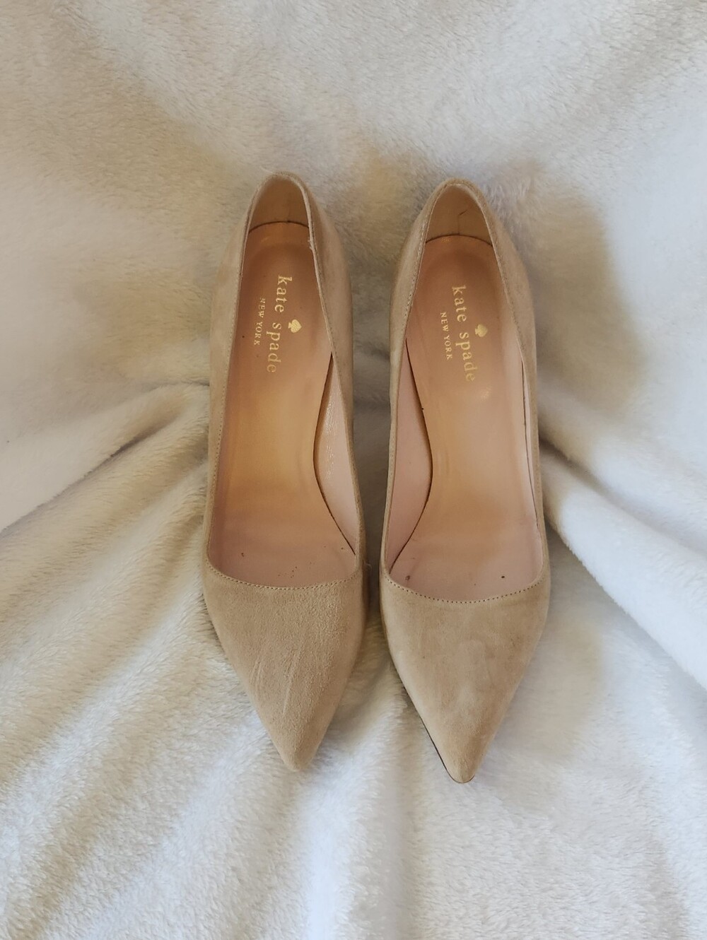 kate spade Nude Suede Pointed-Toe Pumps